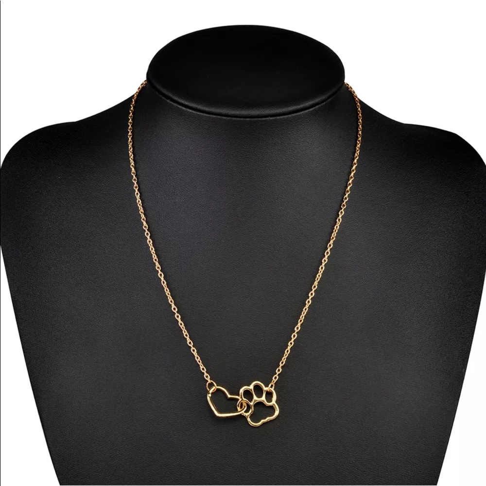 🐾Gold Heart and Paw Necklace🐾